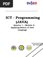 ICT - Programming (JAVA) : Quarter 1 - Module 4: Applying Basics of Java Language