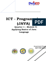 ICT - Programming (JAVA) : Quarter 1 - Module 4: Applying Basics of Java Language