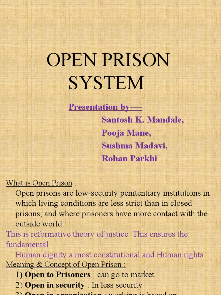 Open Prison System in India: Overview | PDF | Prison | Rehabilitation ...