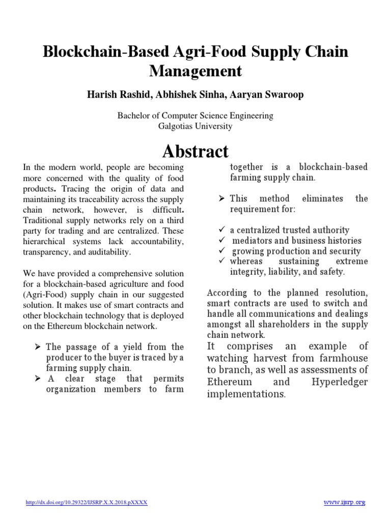 Blockchain in Agri-Food Supply Chain | PDF | Information Technology ...