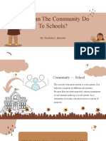 What Can The Community Do To Schools?: By: Van Ruby L. Estocado