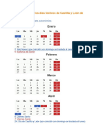 Calendario Con Los Días Festivos de Castilla y León de 2023