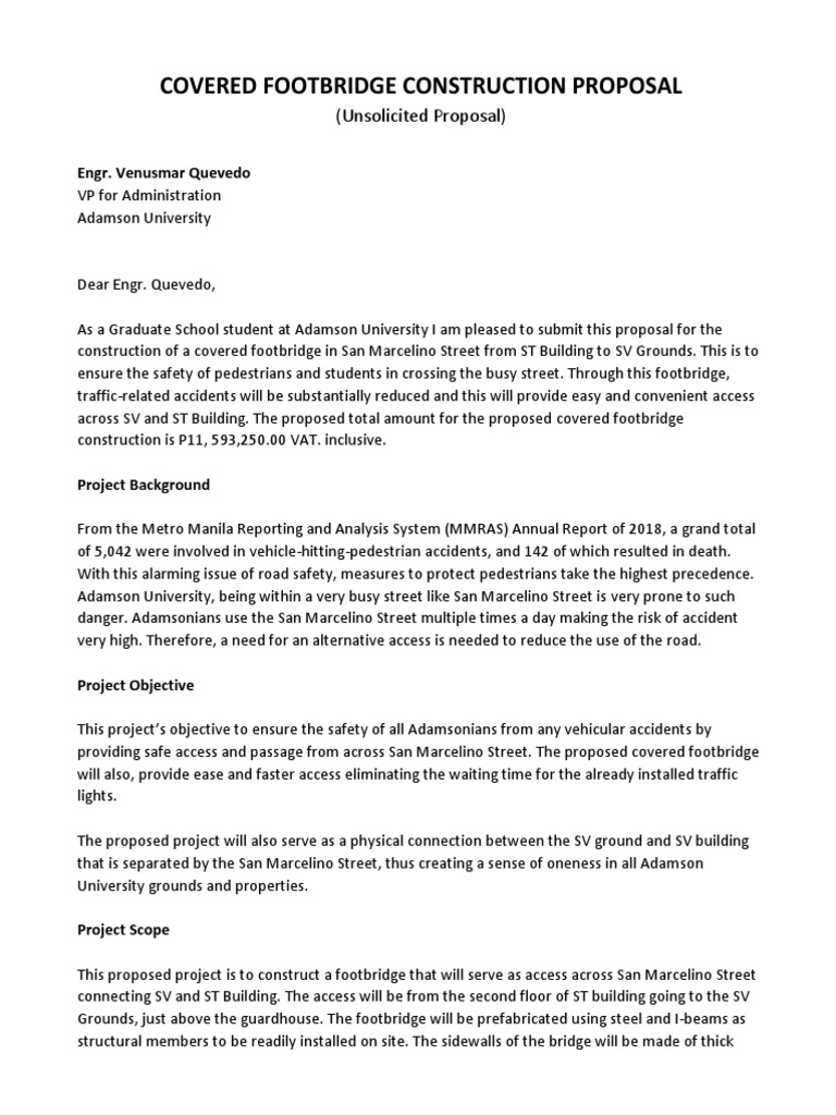 Footbridge Construction Proposal PDF Building Engineering Civil