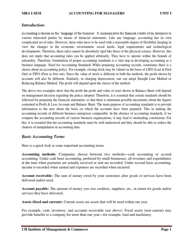 Accounting For Manager Complete Notes | PDF | Debits And Credits ...