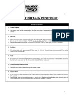 Engine Break-In Procedure Summary