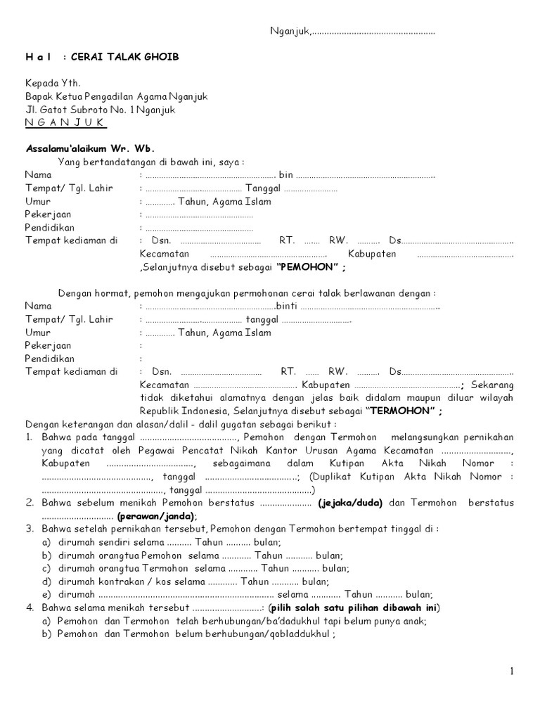Blangko Cerai-Talak Ghoib | PDF