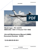 Model Type - PC-12/47E Msn-545 / 1001-1719 and 1721-1942 Aircraft Maintenance Manual (AMM) Document Number 02300 12-B-AM-00-00-00-I