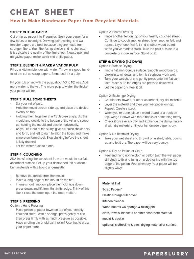 Paperslurry Papermaking Sheet PDF Paper Papermaking