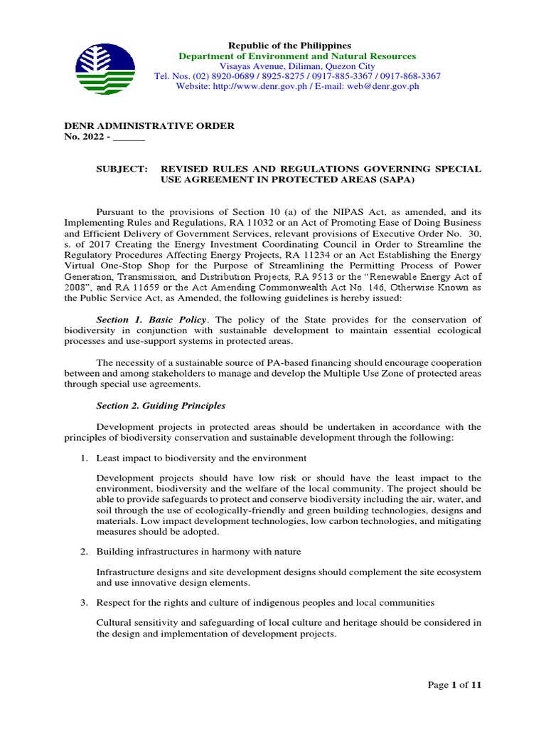 Revised SAPA Guidelines for Protected Areas | PDF | Protected Area ...