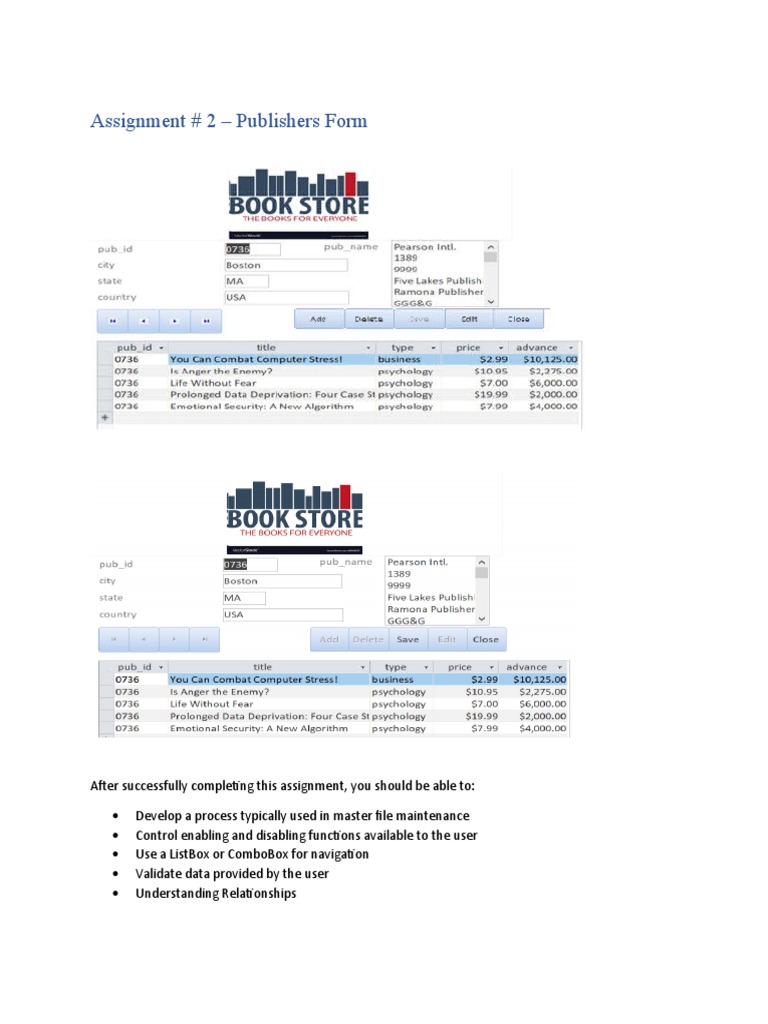Assignment # 2 - Publishers Form | PDF | Databases | Visual Basic For ...