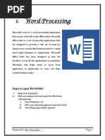 Word-Processing: Steps To Open MS-WORD