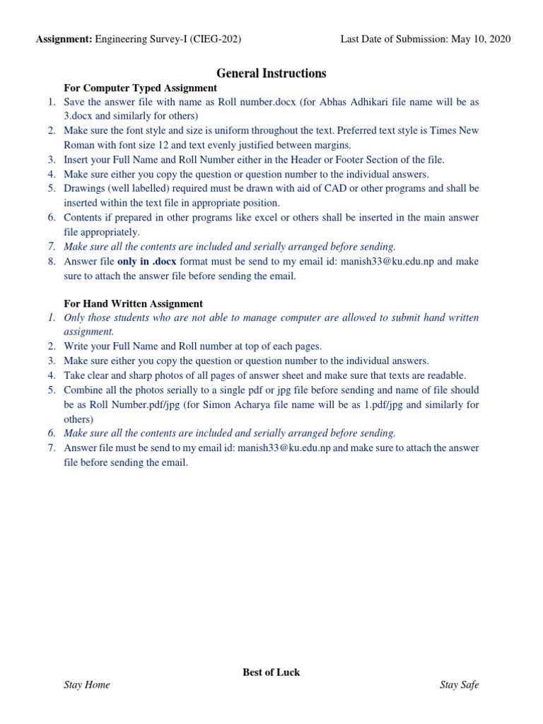 Engineering Survey Assignment | PDF | Surveying | Computing