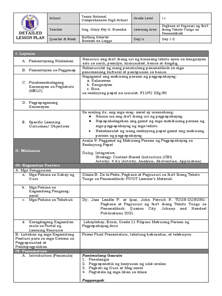 Detailed: Lesson Plan | PDF