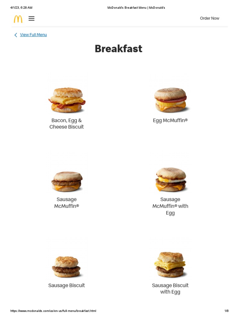 McDonald's Breakfast Menu McDonald's PDF Food Allergy Mc Donald's