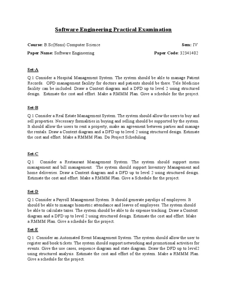 SE Final Practical Examination | PDF