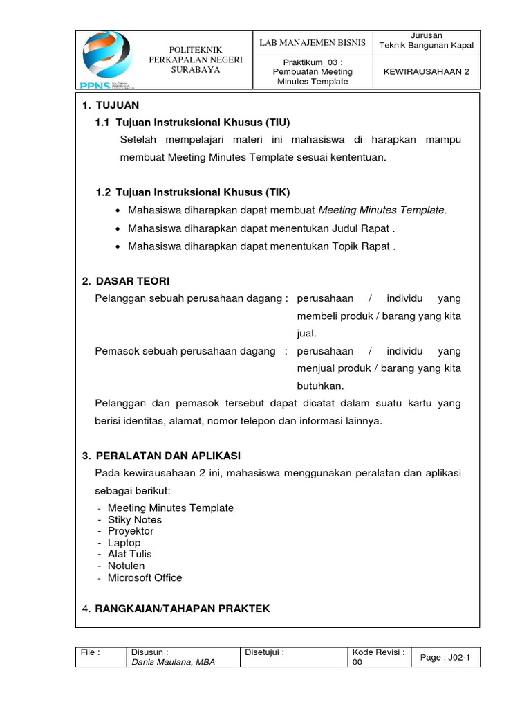 Jobsheet 03 meeting minutes template pdf