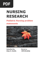 Nursing Research: Pediatric Nursing Problem Statements
