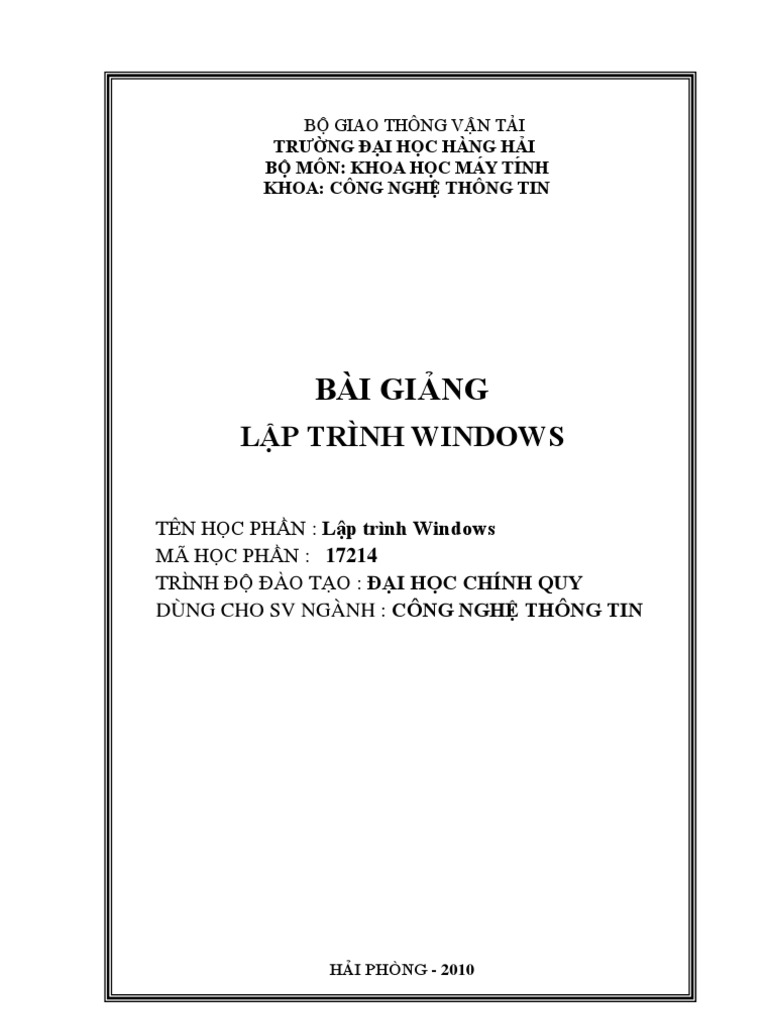 Bai Giang Lap Trinh Windows | PDF