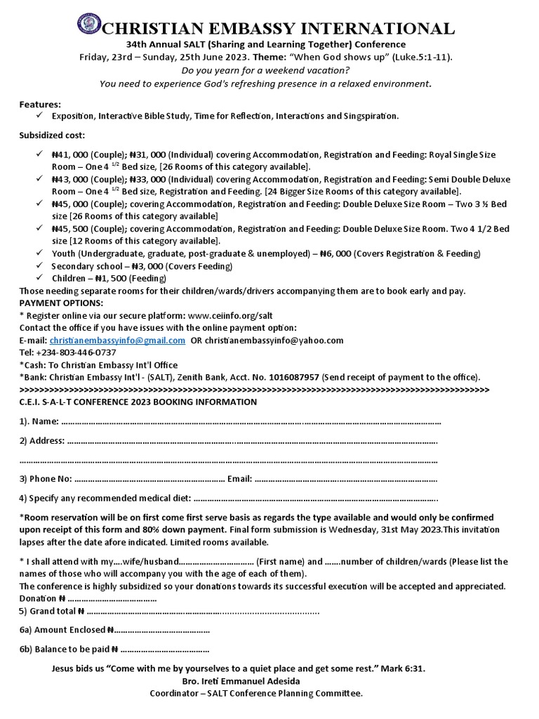 SALT Conference Form 2023... | PDF