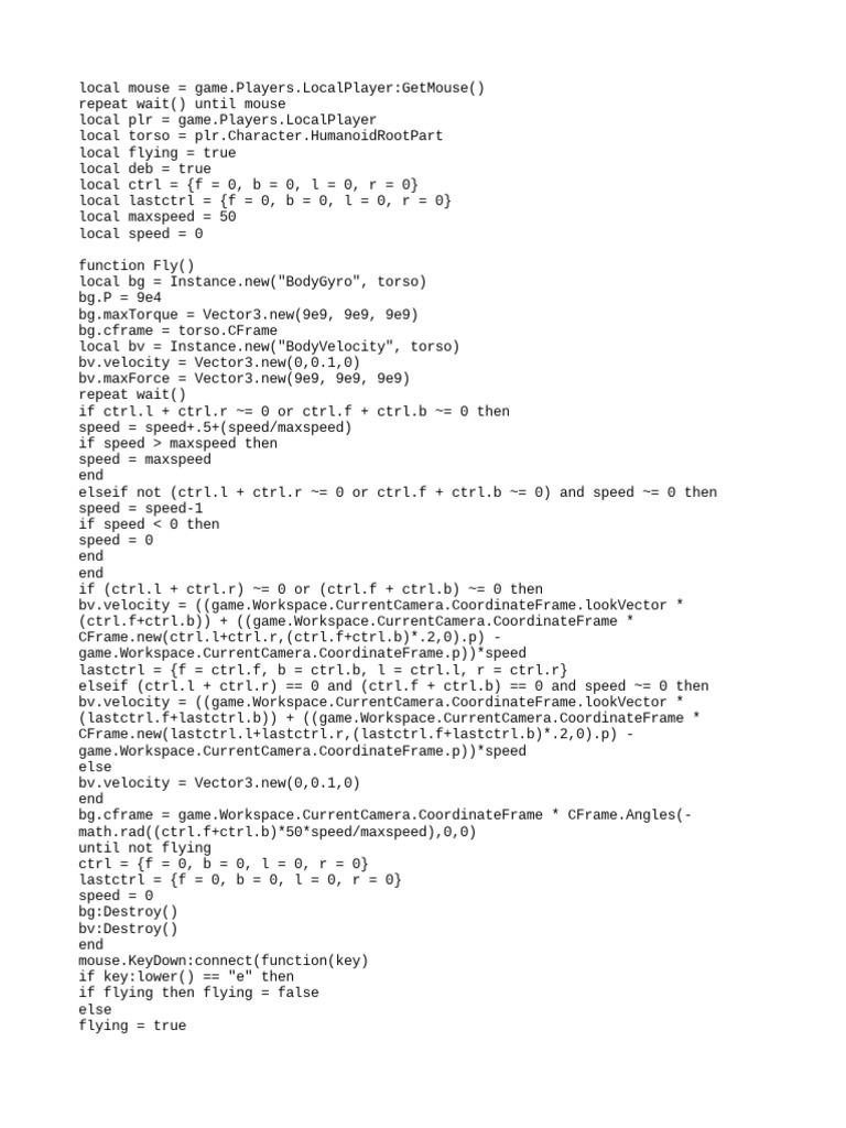 Fly Script for Roblox Thy Hood | PDF | Teaching Methods & Materials