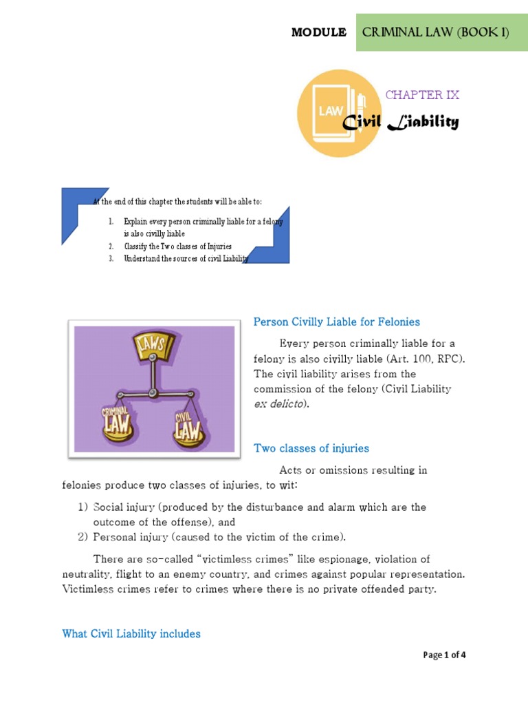 Civil Liability: Criminal Law (Book 1) | PDF | Legal Liability | Crimes