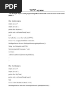 TCP Programs: Aim: A Simple of Java Socket Programming Where Client Sends A Text and Server Receives and Prints It