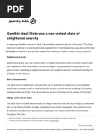 Gandhi's Ideal State Was A Non-Violent State of Enlightened Anarchy