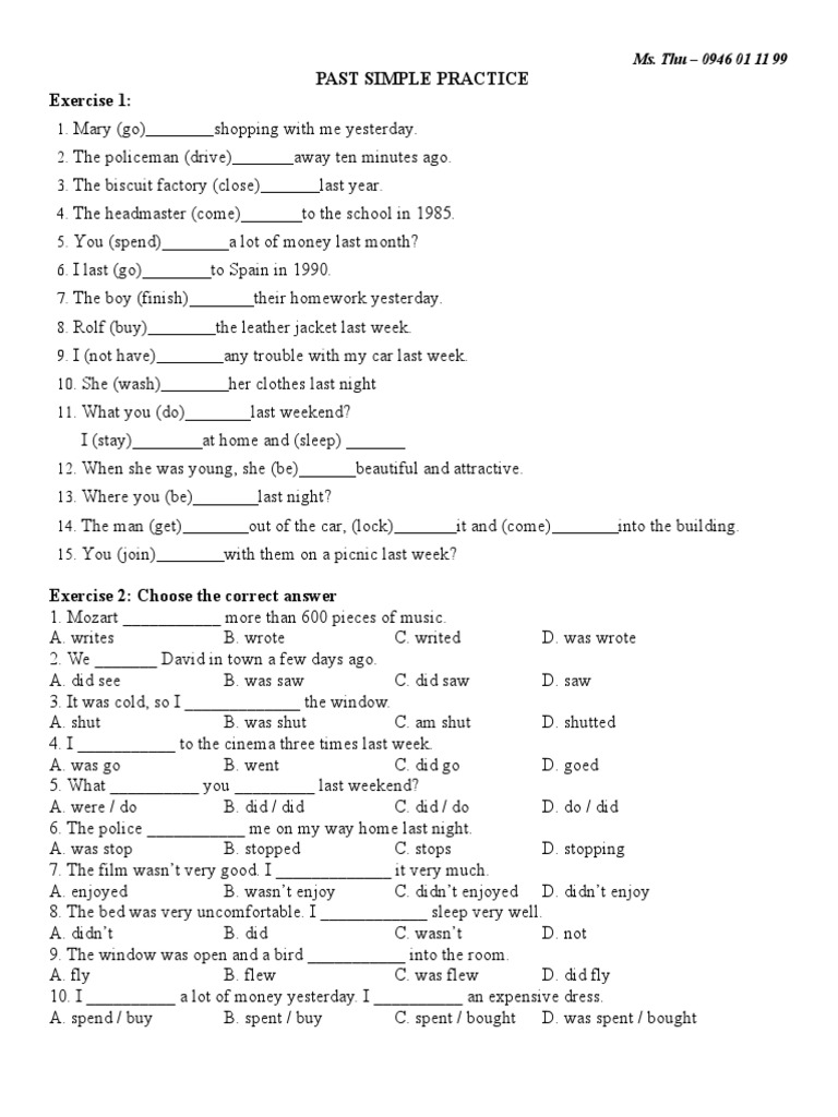 Past simple practice pdf