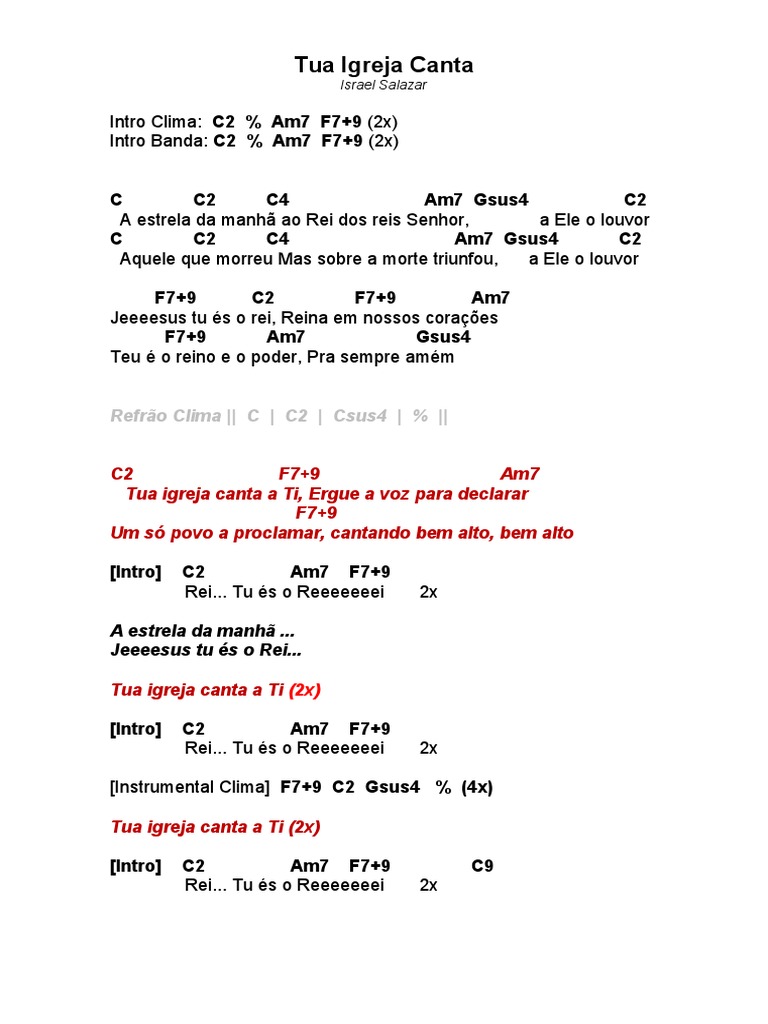 Tua Igreja Canta - Letra e Cifras | PDF