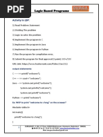 Logic Based Programs: Activity in LBP