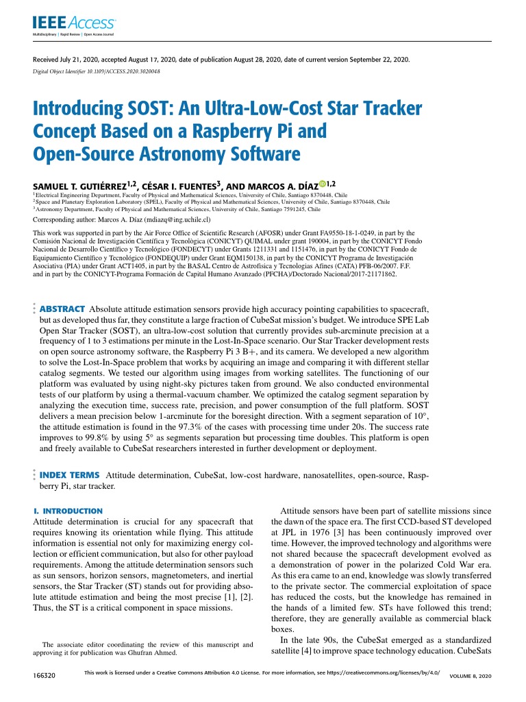 SOST: Open-Source Star Tracker for CubeSats | PDF | Physical Sciences ...