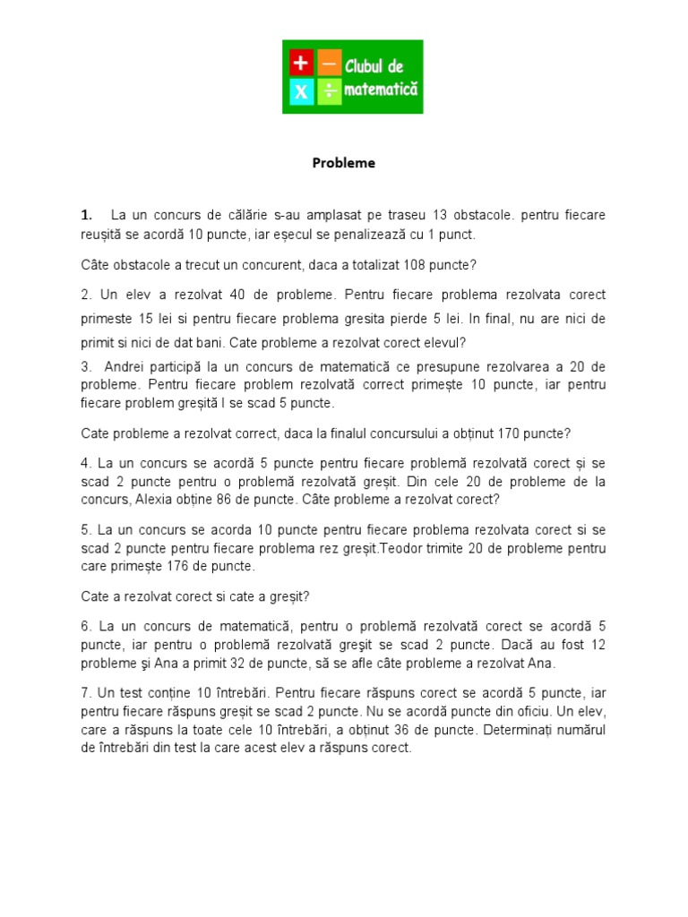 Probleme Cu Puncte Primite | PDF