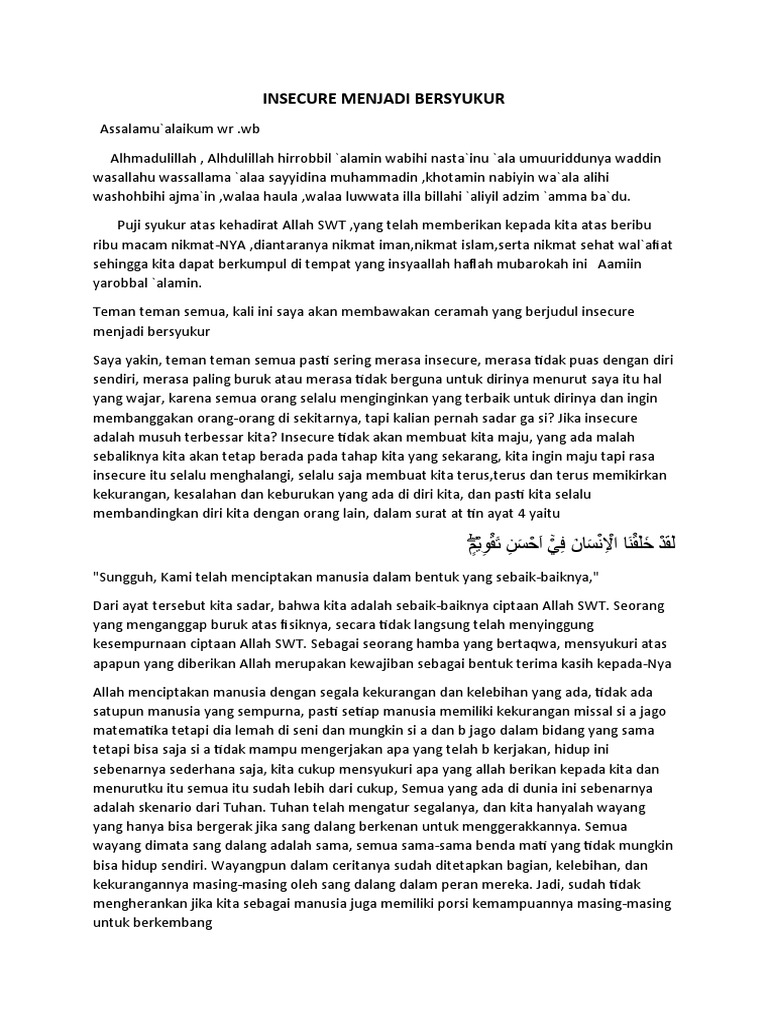 Insecure Menjadi Bersyukur | PDF