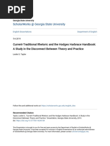 Current-Traditional Rhetoric and The Hodges Harbrace Handbook - A
