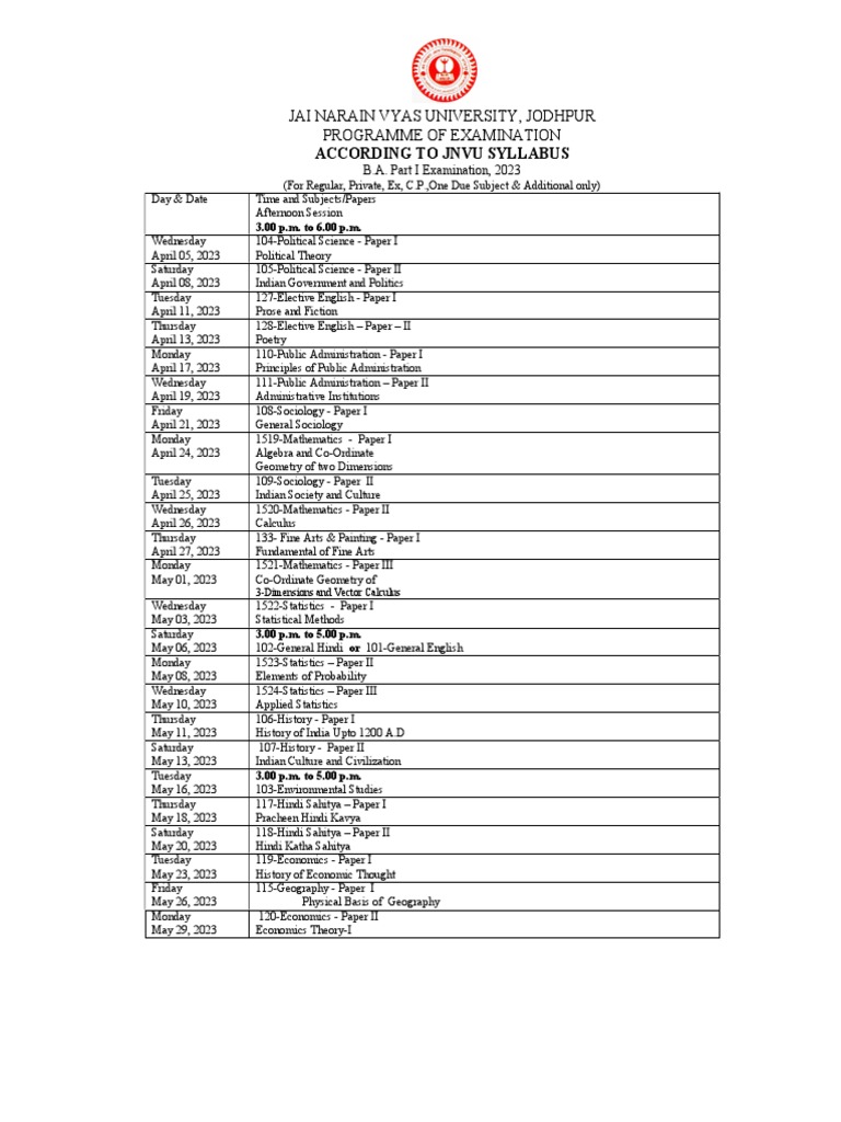 jai-narain-vyas-university-jodhpur-programme-of-examination-according