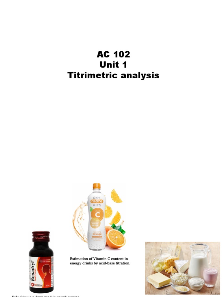 Titrimetric Analysis BTechI PDF Chemistry Titration