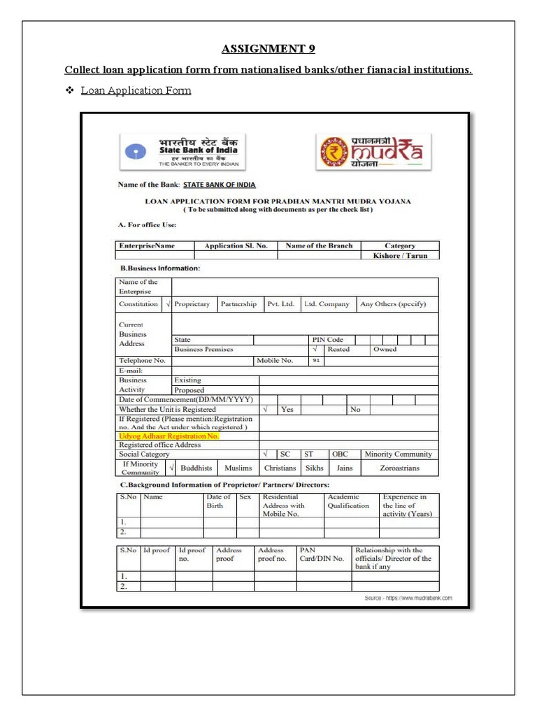 Collect Loan Application Form From Nationalised Banks/other Fianacial ...