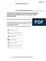 Exploring The Relationship Between Metacognitive Awareness, Motivation, and L1 Students' Critical Listening Skills