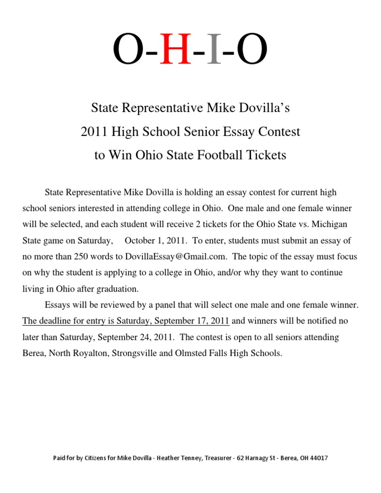 high school senior essay contest