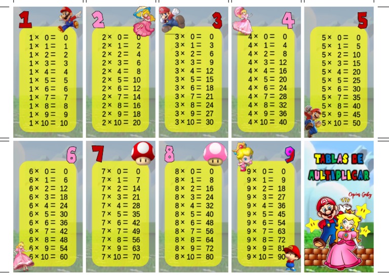 Tablas de Multiplicar Mario y Peach | PDF