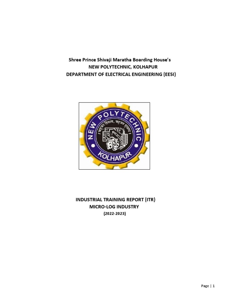 Shree Prince Shivaji Maratha Boarding House’s NEW POLYTECHNIC, KOLHAPUR Industrial Training