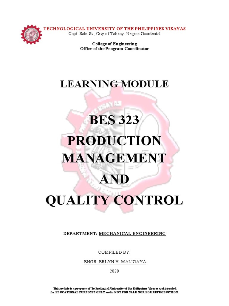 Production Management & Quality Control Module | PDF | Mathematical ...