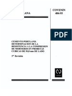 0484-1993cemento Portland. Determinación de La Resistencia A La Compresion de Morteros en Probet