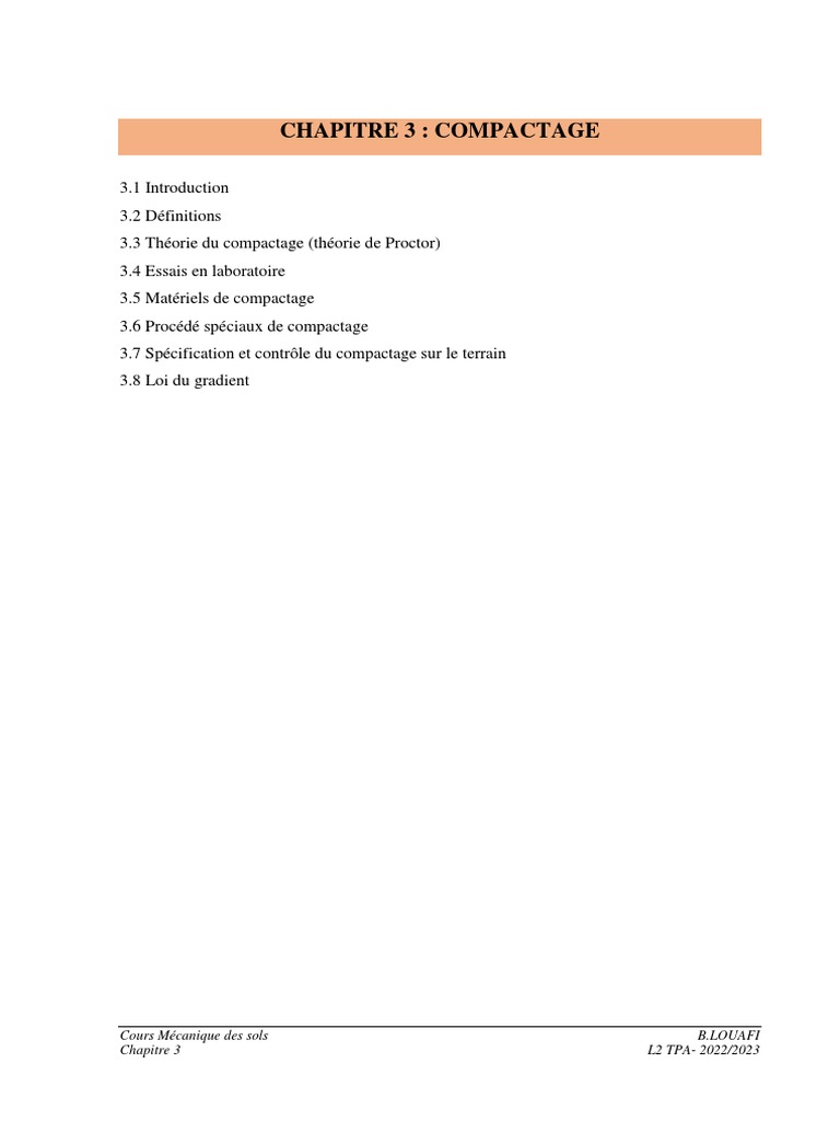 Chapitre 3 Compactage | PDF | Ingénierie civile | Génie géotechnique