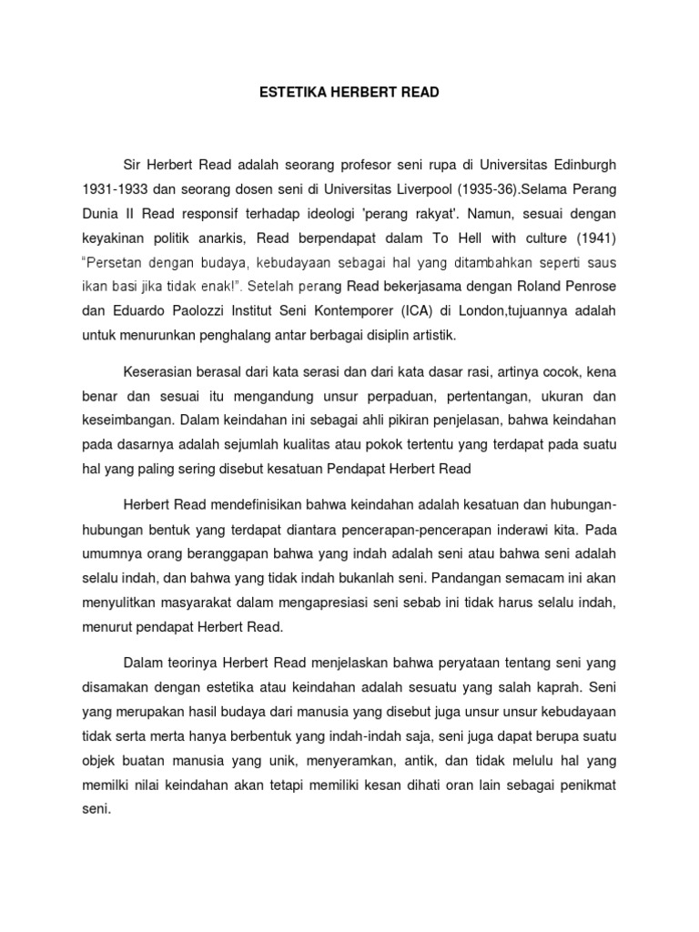 Estetika herbert read pdf