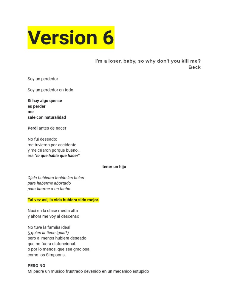 Soy Un Perdedor Nueva Versión Juan Lagarto PDF