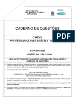 Caderno de Questões: Cargo: Professor Classe B Nível I - Geografia