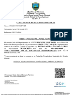 Certificado policía Honduras antecedentes Lezman Alfaro