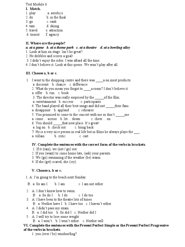 English Language Test Module 6 | PDF