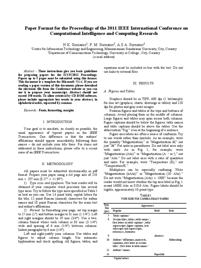ICCIC2011 Paper Submission Guidelines | PDF | Bracket | Typefaces